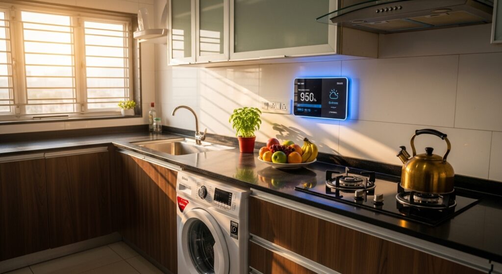 A diagram showing daytime solar generation compared to night peak consumption.