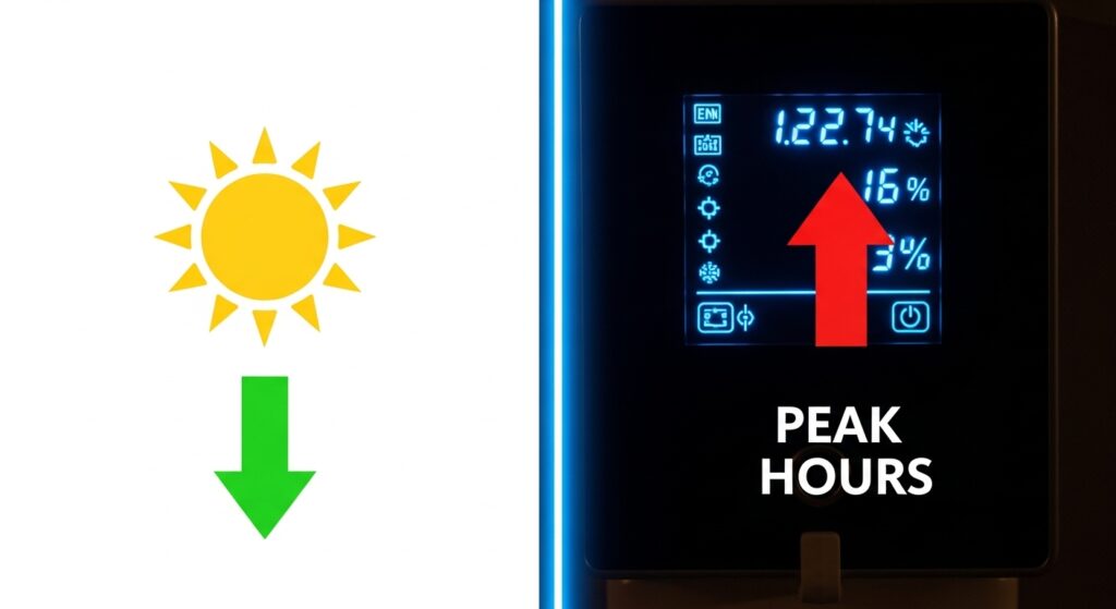 A glowing digital electricity app showing a disconnected prepaid zero balance.